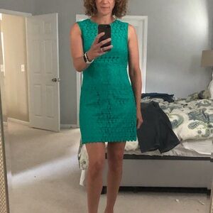 Diane Von Furstenberg Green Lace Mini Dress